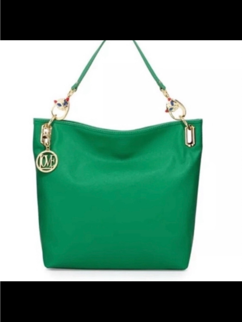 Love Moschino Green Cat Handle Tote Purse Bag - Picture 5 of 6